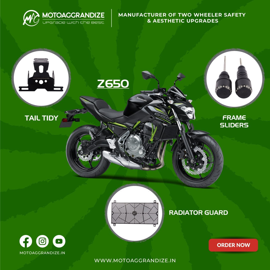 Kawasaki Z650 Combo | Frame Sliders, Radiator Guard, Tail Tidy